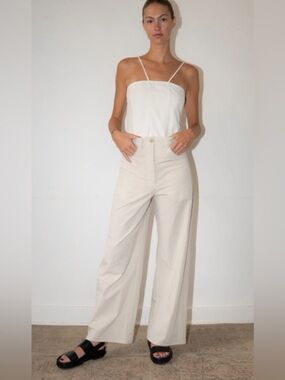 NWT Aritzia Wilfred Free Ascendant Pants Light Birch Cream Women Sz 2 Wide Leg